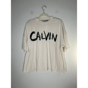 Women's Calvin Klein Jeans Performance CALVIN Black Logo T-Shirt Khaki Size 3XL